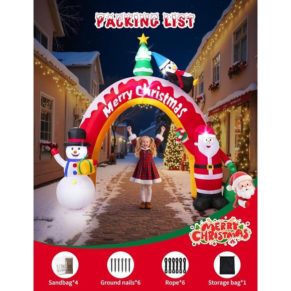 🆕10FT Christmas Inflatables Snowman&Santa Archway Blow Up Outdoor Decorations - Picture 8 of 9